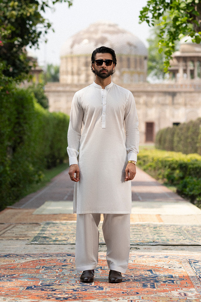 Off-White Egyptian Cotton Shalwar Kameez (2-Piece) - Image 4