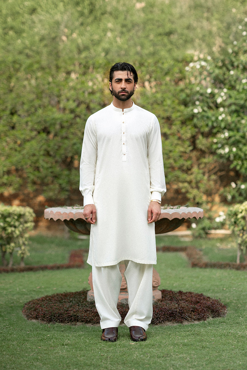 Cream Thai Boski Shalwar Kameez (2-Piece) - Image 1