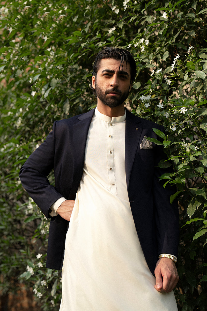 Cream Thai Boski Shalwar Kameez (2-Piece) - Image 2