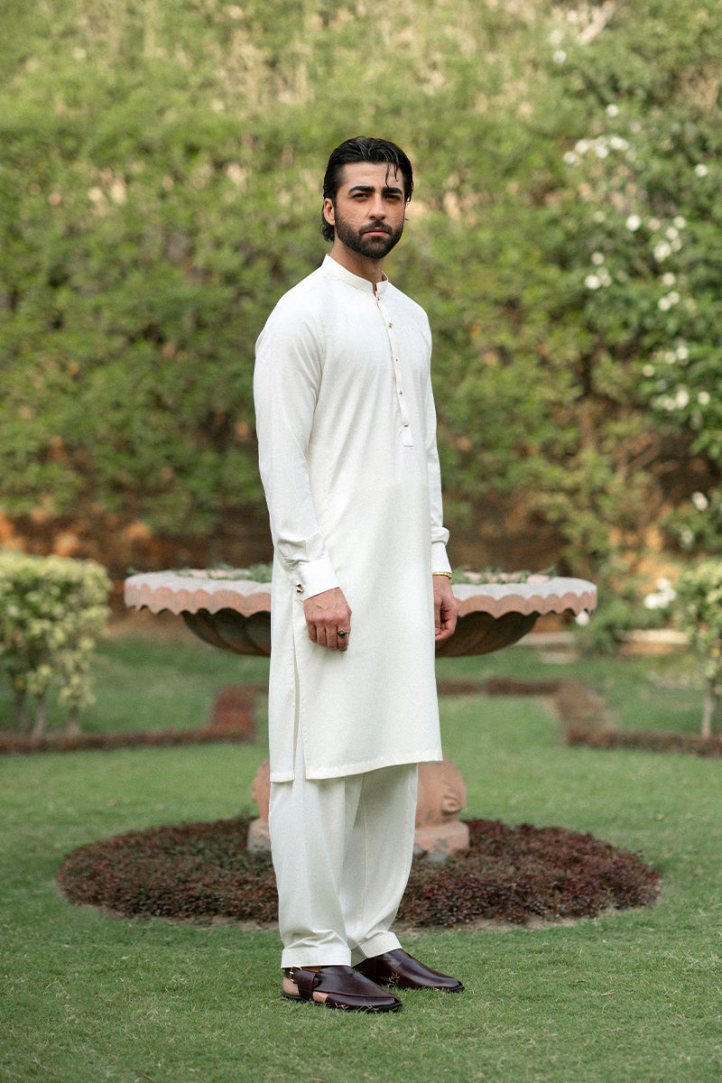 Cream Thai Boski Shalwar Kameez (2-Piece) - Image 4