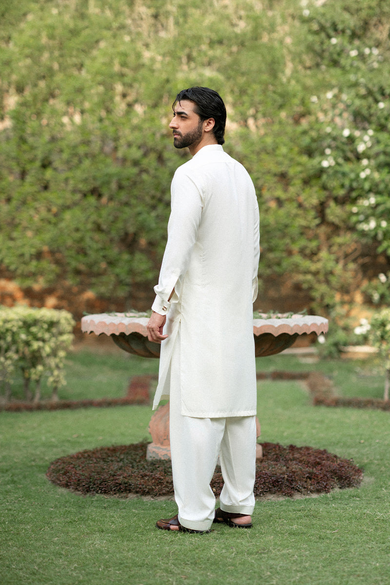 Cream Thai Boski Shalwar Kameez (2-Piece) - Image 9