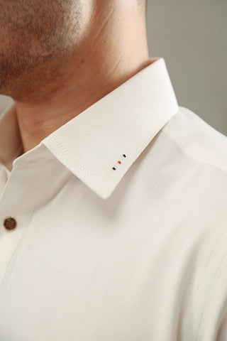 Off White Contrast Stitch Twill Weave Kameez Shalwar (2-Piece) - Image 7