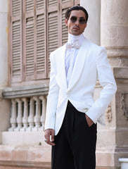 Off-White Textured Weave Suiting Tuxedo Jacket (2-Piece) - Image 2