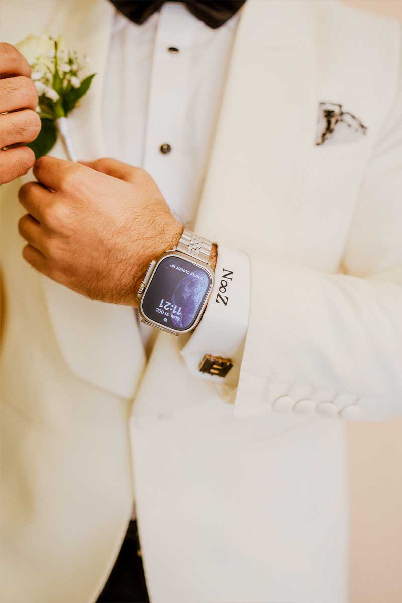 Off-White Contrast-Stitched Turkish Fabric Tuxedo (2-Piece) - Image 2