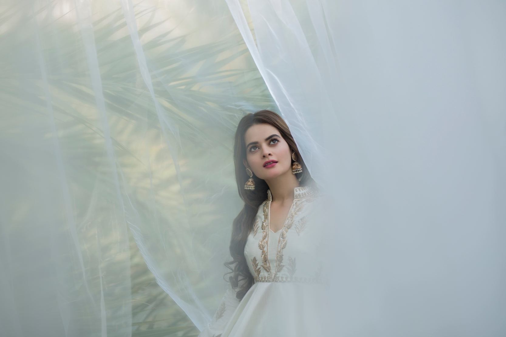 Ivory Embroidered Silk Peplum with Wide-Leg Trousers (3-Piece) - Image 9