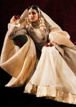 Pakistani Ivory Gota Mukesh Chanderi Silk Pishwas (3-Piece) - Image 11