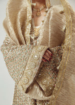 Pakistani Ivory Gota Mukesh Chanderi Silk Pishwas (3-Piece) - Image 12