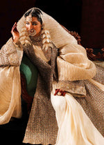 Pakistani Ivory Gota Mukesh Chanderi Silk Pishwas (3-Piece) - Image 14