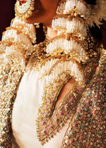 Pakistani Ivory Gota Mukesh Chanderi Silk Pishwas (3-Piece) - Image 18