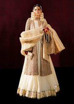 Pakistani Ivory Gota Mukesh Chanderi Silk Pishwas (3-Piece) - Image 2