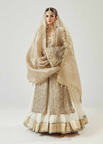 Pakistani Ivory Gota Mukesh Chanderi Silk Pishwas (3-Piece) - Image 3