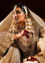 Pakistani Ivory Gota Mukesh Chanderi Silk Pishwas (3-Piece) - Image 4