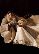 Pakistani Ivory Gota Mukesh Chanderi Silk Pishwas (3-Piece) - Image 9