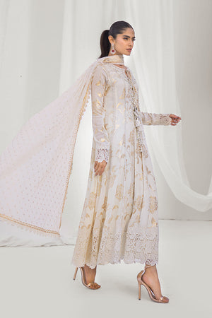 Ivory Embroidered Chiffon Pishwas (3-Piece) - Image 2
