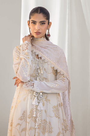 Ivory Embroidered Chiffon Pishwas (3-Piece) - Image 3