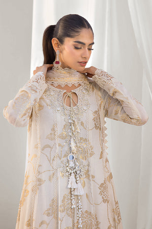 Ivory Embroidered Chiffon Pishwas (3-Piece) - Image 4