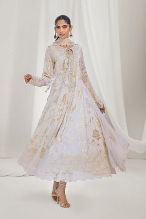 Ivory Embroidered Chiffon Pishwas (3-Piece) - Image 7