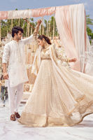 Pakistani Ivory Kaamdani Zardozi Chiffon Pishwas (2-Piece) - Image 4