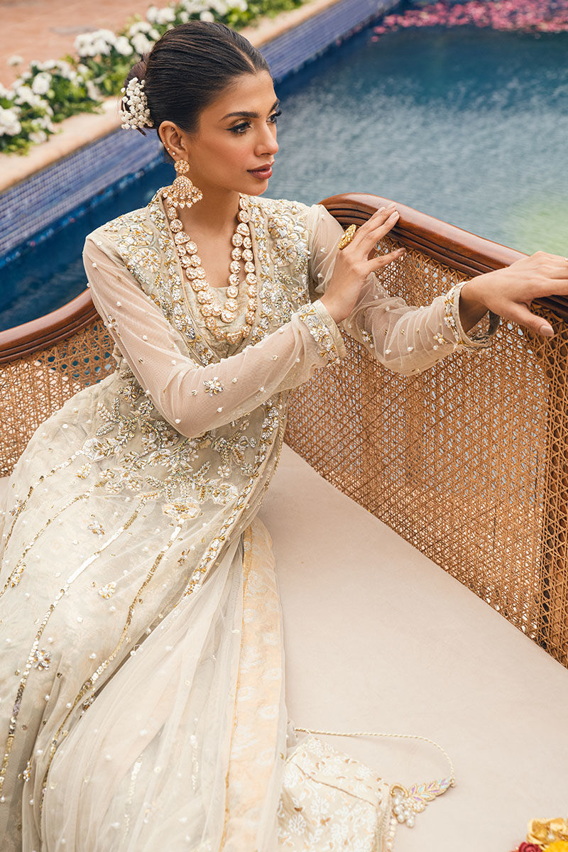 Ivory Chikankari Pishwas with Gota Koti (3-Piece) - Image 3