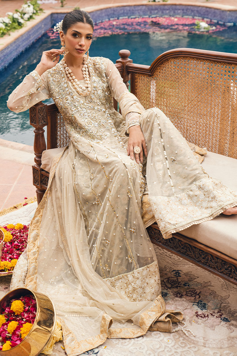 Ivory Chikankari Pishwas with Gota Koti (3-Piece) - Image 5