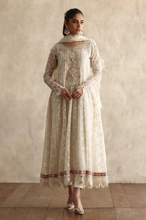 Ivory Embroidered Cotton Silk Pishwas (3-Piece) - Image 2