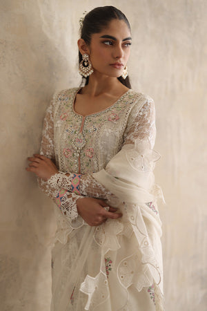 Ivory Embroidered Cotton Silk Pishwas (3-Piece) - Image 4