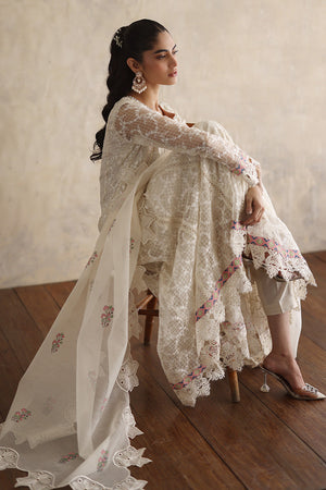 Ivory Embroidered Cotton Silk Pishwas (3-Piece) - Image 6