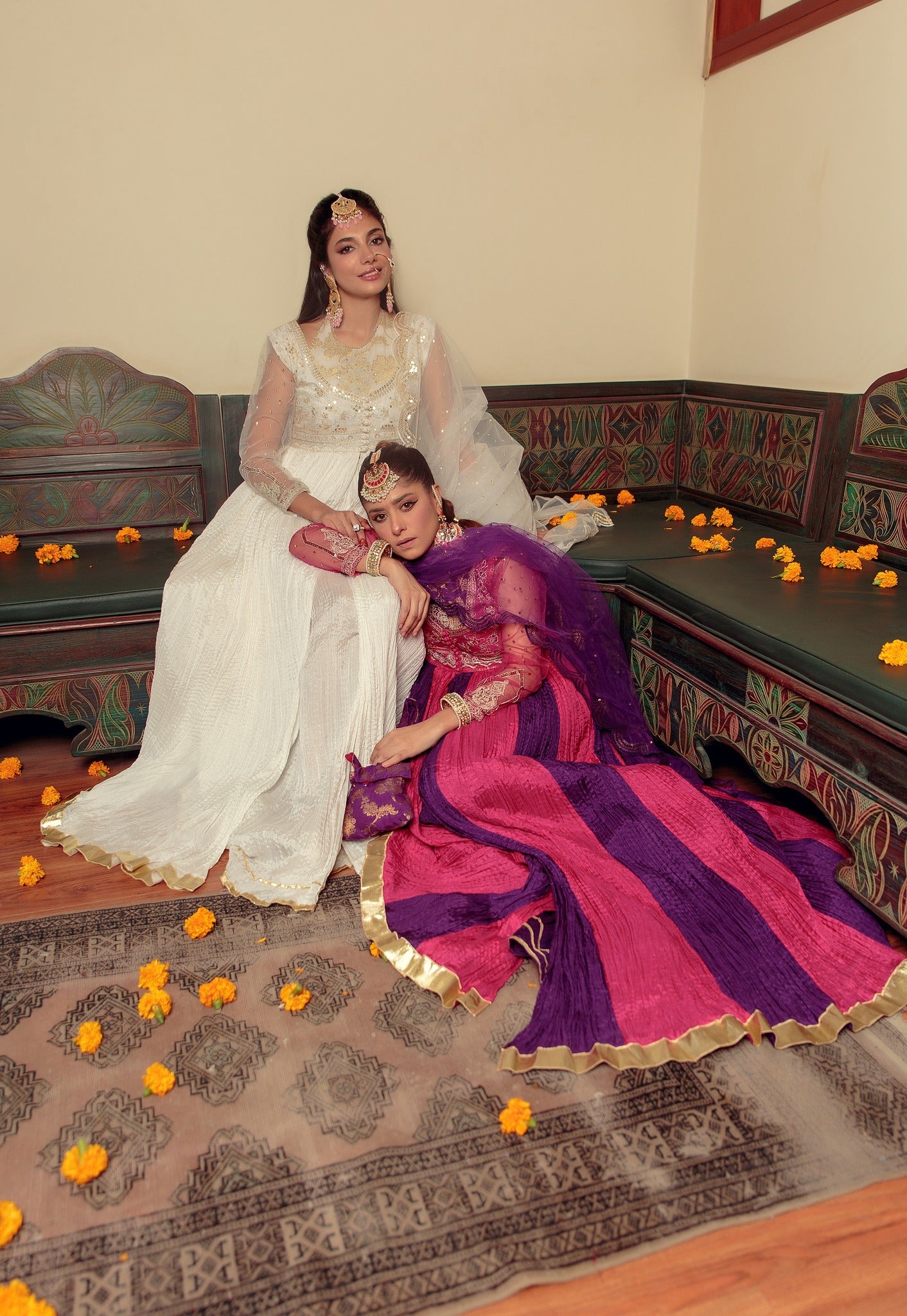 Ivory Zari Sequin Cotton Silk Pishwas (3-Piece) - Image 8