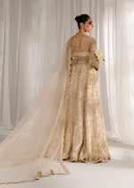 Indian Ivory Embroidered Net & Jamawar Pishwas Lehnga (3-Piece) - Image 11