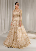 Indian Ivory Embroidered Net & Jamawar Pishwas Lehnga (3-Piece) - Image 6