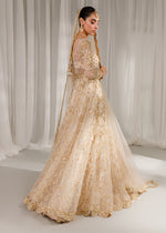 Indian Ivory Embroidered Net & Jamawar Pishwas Lehnga (3-Piece) - Image 7