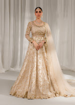 Indian Ivory Embroidered Net & Jamawar Pishwas Lehnga (3-Piece) - Image 9
