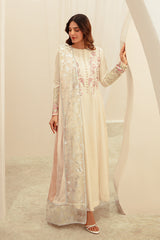 Off-White Embroidered Korean Raw Silk Pishwas (3-Piece) - Image 12