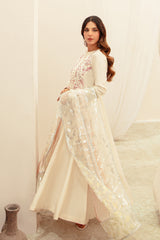 Off-White Embroidered Korean Raw Silk Pishwas (3-Piece) - Image 8