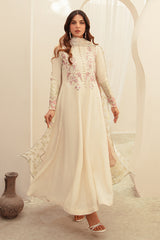 Off-White Embroidered Korean Raw Silk Pishwas (3-Piece) - Image 9