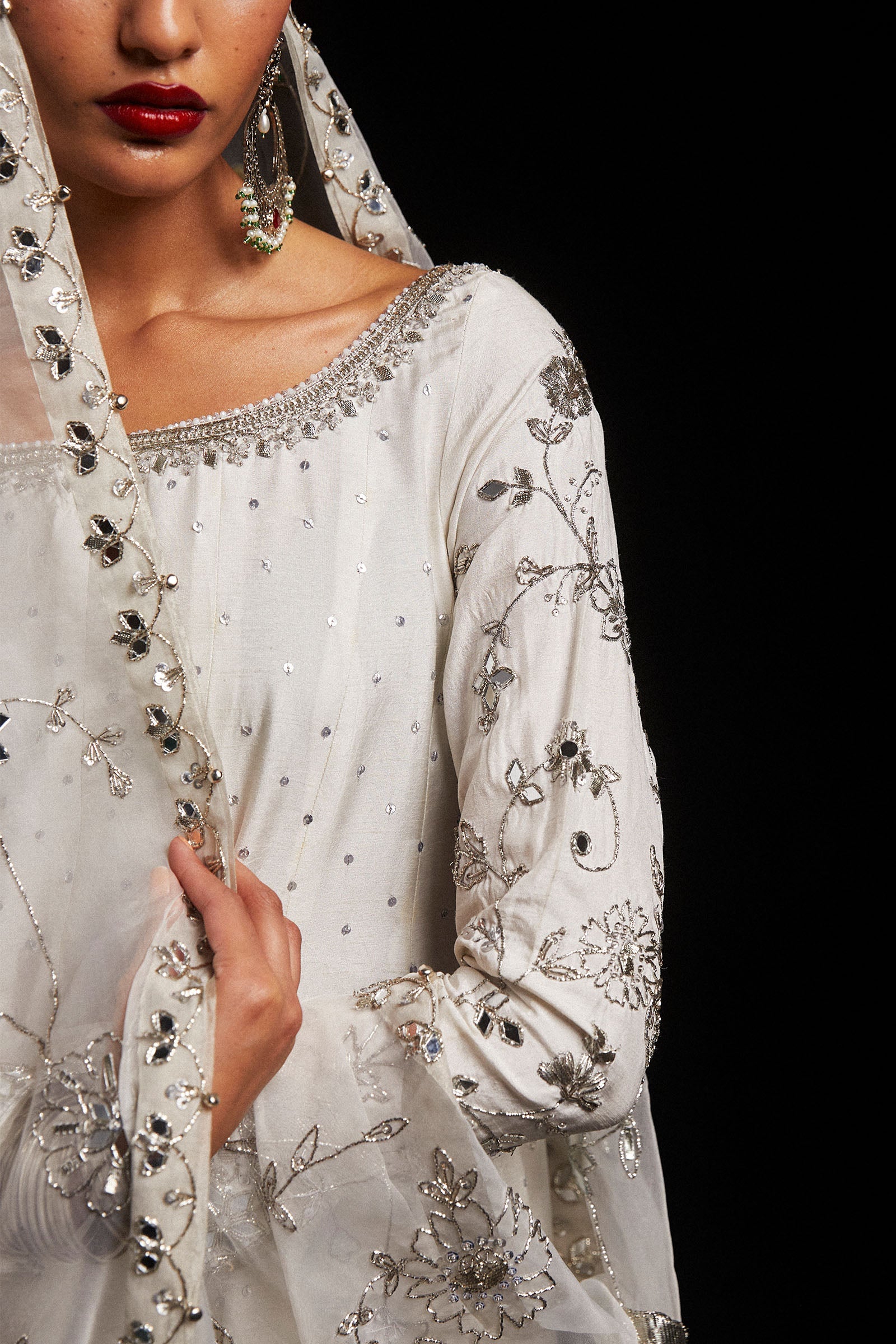 Ivory Zardozi Korean Silk Peshwas (3-Piece) - Image 3