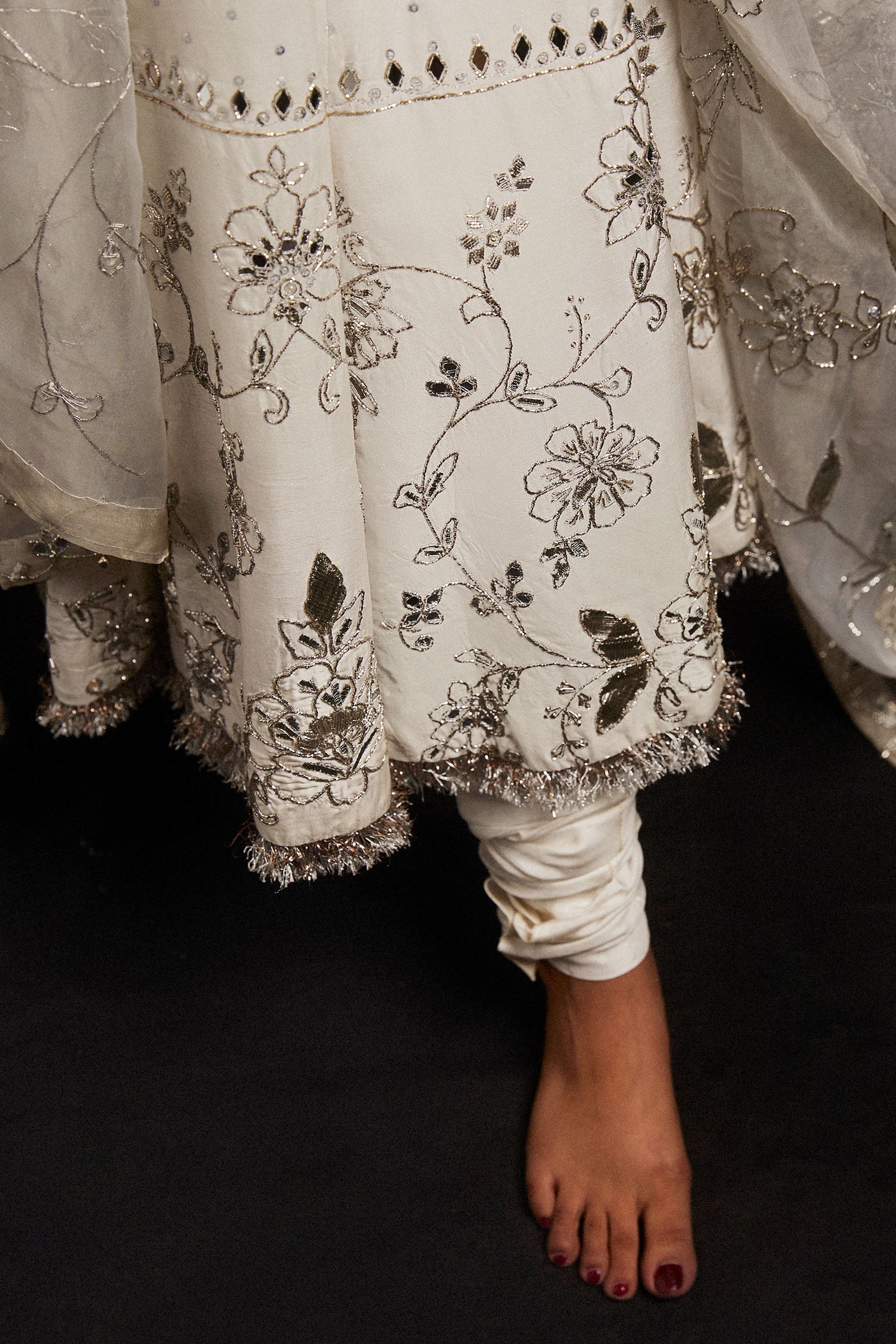 Ivory Zardozi Korean Silk Peshwas (3-Piece) - Image 4