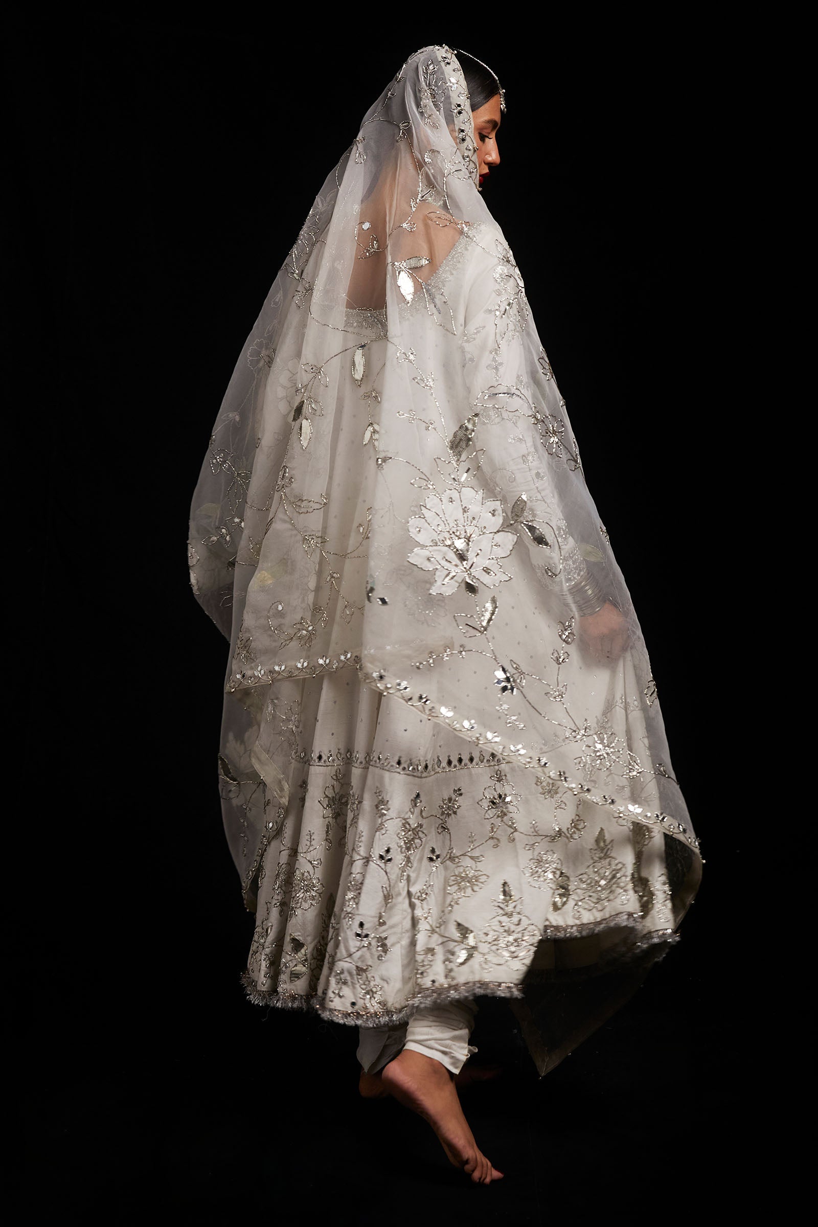 Ivory Zardozi Korean Silk Peshwas (3-Piece) - Image 5