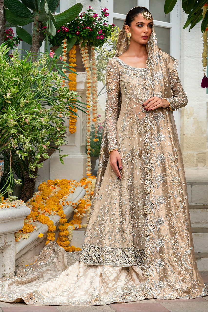 Pakistani Bone Zardozi Net & Brocade Bridal Pishwas (3-Piece) - Image 1