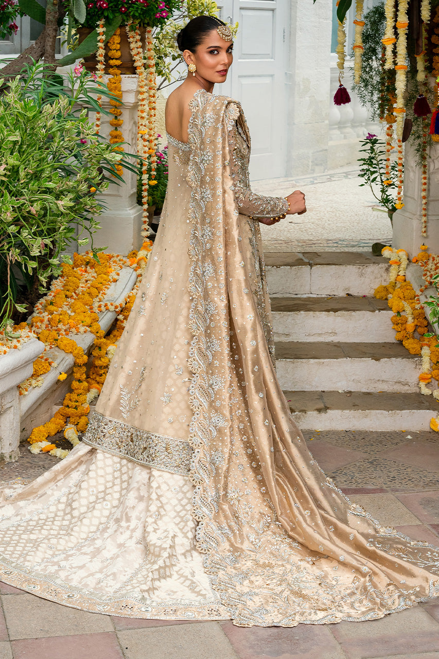 Pakistani Bone Zardozi Net & Brocade Bridal Pishwas (3-Piece) - Image 2