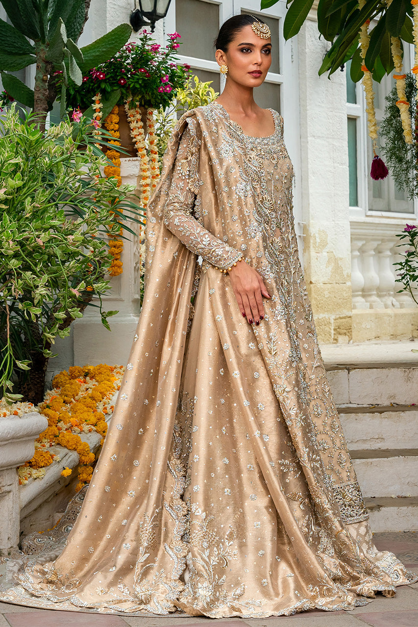Pakistani Bone Zardozi Net & Brocade Bridal Pishwas (3-Piece) - Image 4