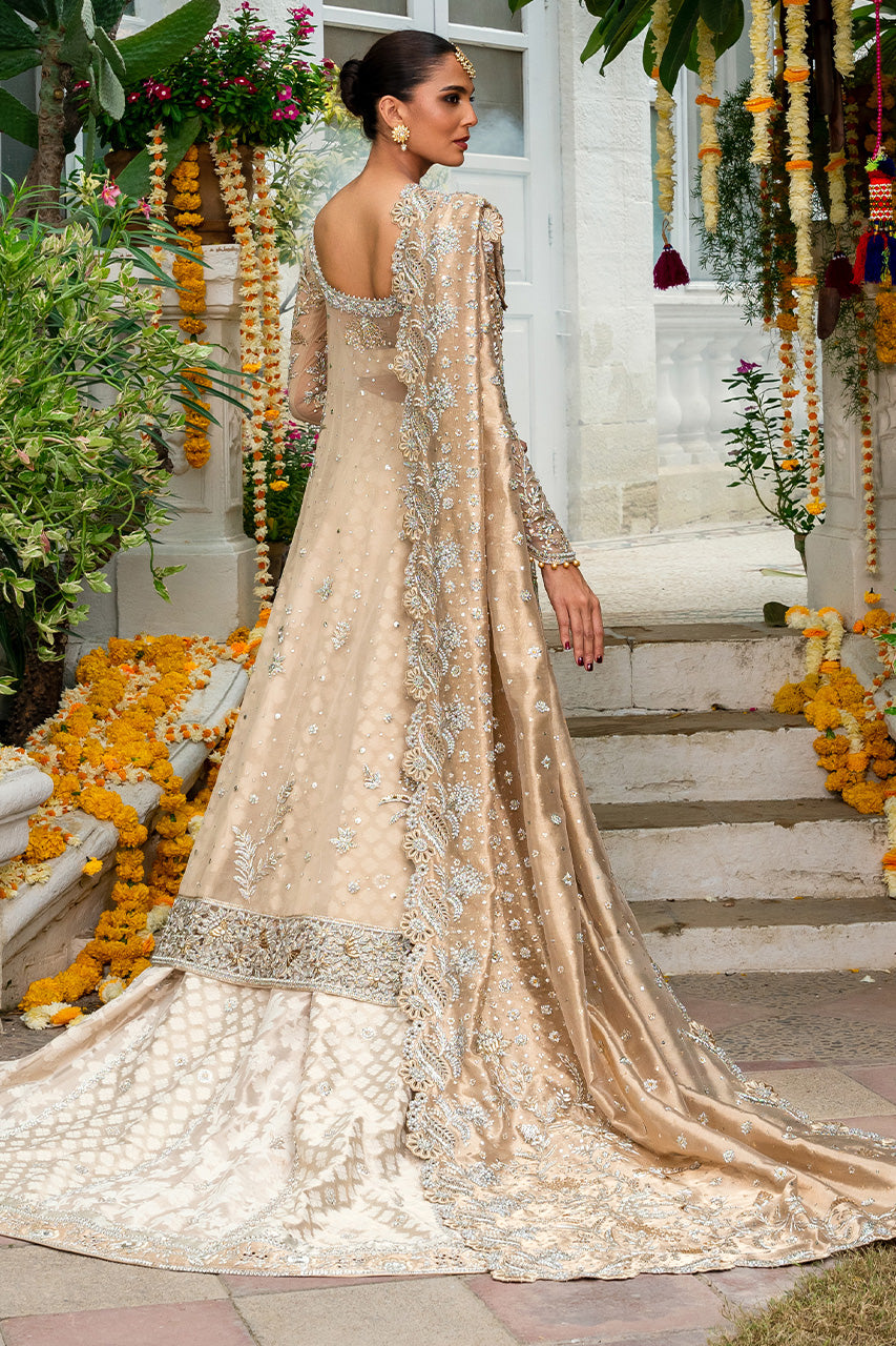 Pakistani Bone Zardozi Net & Brocade Bridal Pishwas (3-Piece) - Image 5
