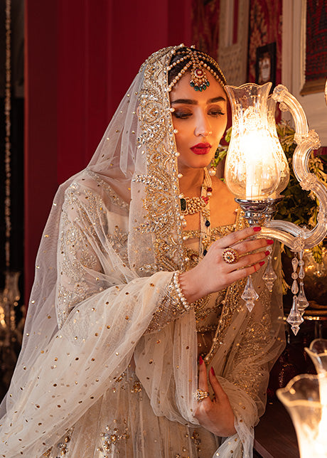 Ivory Zardozi Net & Brocade Pishwas Lehnga (3-Piece) - Image 6