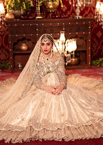 Pakistani Ivory Zardozi Net & Brocade Pishwas Lehnga (3-Piece) - Image 4