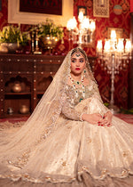 Pakistani Ivory Zardozi Net & Brocade Pishwas Lehnga (3-Piece) - Image 5
