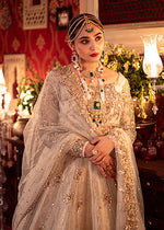 Pakistani Ivory Zardozi Net & Brocade Pishwas Lehnga (3-Piece) - Image 6