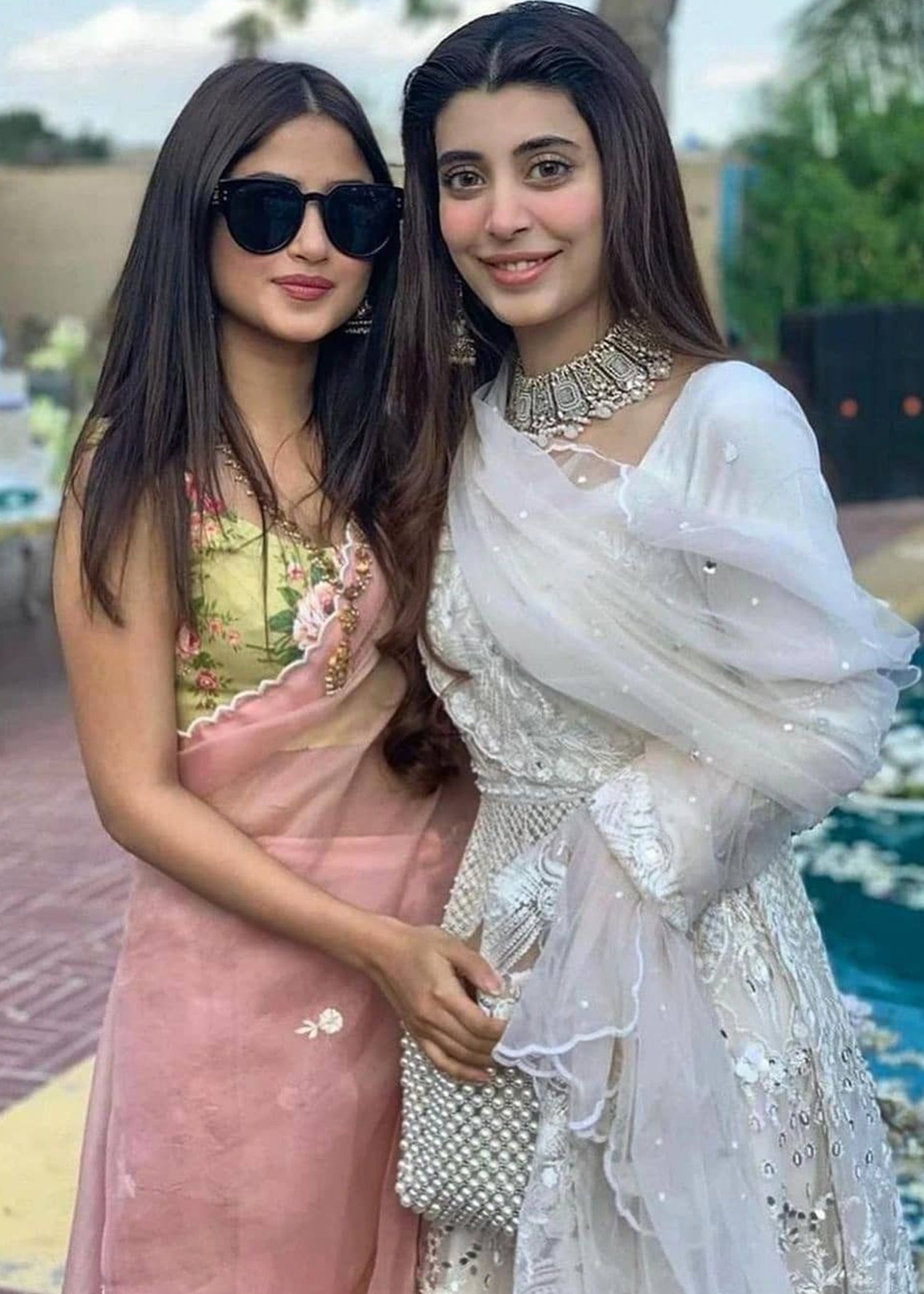 Pakistani Ivory Embroidered Net Pishwas Dress (2-Piece) - Image 10