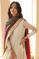 Off-White Embroidered Net Kalidaar Pishwas (2-Piece) - Image 3