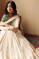 Off-White Embroidered Net Kalidaar Pishwas (2-Piece) - Image 7