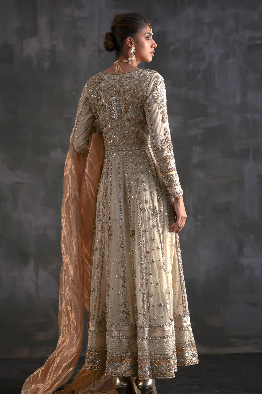 Ivory Zardozi Pure Net Pishwas (3-Piece) - Image 2